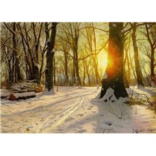 Картина на холсте по фото Модульные картины Печать портретов на холсте Закат в зимнем лесу
