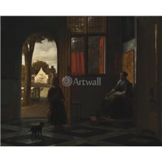 Картина на холсте по фото Модульные картины Печать портретов на холсте Женщина, сидящая у окна и  ребенок у двери