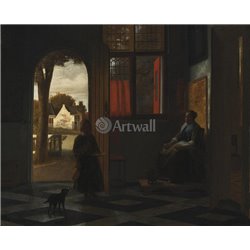 Женщина, сидящая у окна и  ребенок у двери - Модульная картины, Репродукции, Декоративные панно, Декор стен