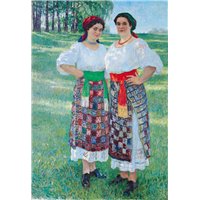 Портреты картины репродукции на заказ - Женщины в латгальских платьях