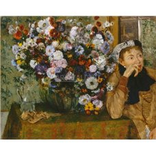 Картина на холсте по фото Модульные картины Печать портретов на холсте Женщина, сидящая рядом с вазой с хризантемами