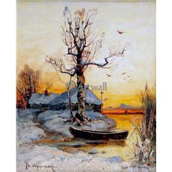Закат на озере - Модульная картины, Репродукции, Декоративные панно, Декор стен