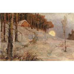 Закат зимой - Модульная картины, Репродукции, Декоративные панно, Декор стен