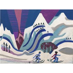 Заснеженные горы и лыжники - Модульная картины, Репродукции, Декоративные панно, Декор стен