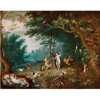 Портреты картины репродукции на заказ - Земной рай с грехопадением Адама и Евы