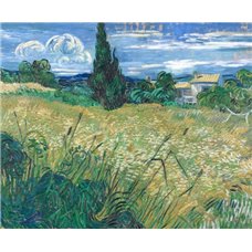 Картина на холсте по фото Модульные картины Печать портретов на холсте Зеленое пшеничное поле с кипарисами