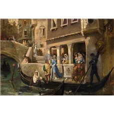 Картина на холсте по фото Модульные картины Печать портретов на холсте Знатные венецианцы у гондолы