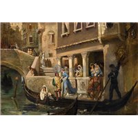 Портреты картины репродукции на заказ - Знатные венецианцы у гондолы