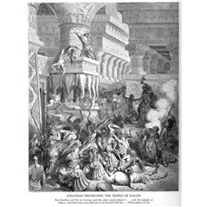 Картина на холсте по фото Модульные картины Печать портретов на холсте Ионафан разрушает храм Дагона, Ветхий Завет