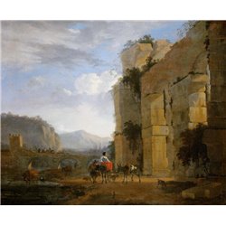 Итальянский пейзаж с руинами акведука - Модульная картины, Репродукции, Декоративные панно, Декор стен
