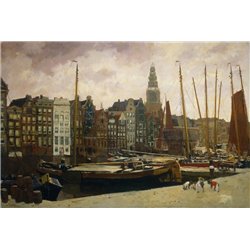 Канал Дамрак в Амстердаме - Модульная картины, Репродукции, Декоративные панно, Декор стен