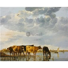 Картина на холсте по фото Модульные картины Печать портретов на холсте Коровы на реке