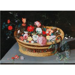 Корзина с цветами - Модульная картины, Репродукции, Декоративные панно, Декор стен