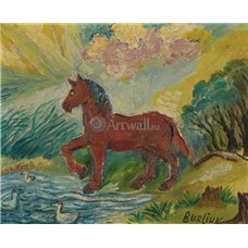 Картина на холсте по фото Модульные картины Печать портретов на холсте Красный конь