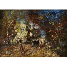 Картина на холсте по фото Модульные картины Печать портретов на холсте Крестьянин и коровы в лесу