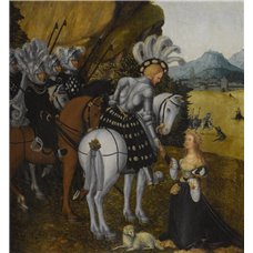 Картина на холсте по фото Модульные картины Печать портретов на холсте Круг Кранаха - Аллегорический портрет рыцаря, предположительно императора Максимилиана I в образе св. Георгия