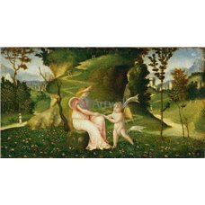 Картина на холсте по фото Модульные картины Печать портретов на холсте Круг Джорджоне - Венера и Амур в пейзаже