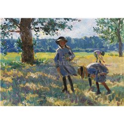 Девочки, собирающие цветы