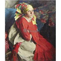 Портреты картины репродукции на заказ - Крестьянская девушка в зеленом платке