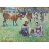 Портреты картины репродукции на заказ - Крестьянки, пасущие коров