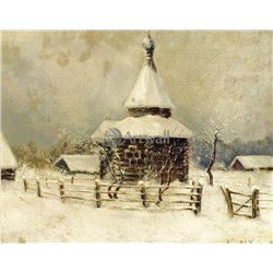 Деревенская церковь под снегом