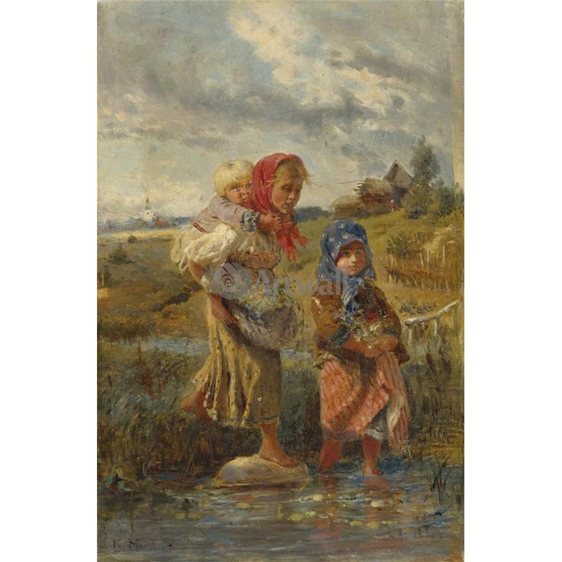 Дети, бегущие от грозы