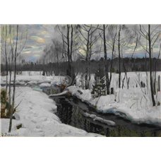 Картина на холсте по фото Модульные картины Печать портретов на холсте Лесной ручей зимой
