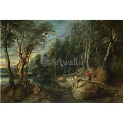 Лесной пейзаж с пастухом и стадом - Модульная картины, Репродукции, Декоративные панно, Декор стен