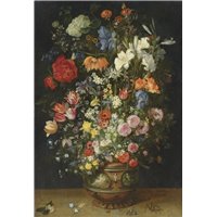 Портреты картины репродукции на заказ - Лилии, тюльпаны, розы и другие цветы в вазе