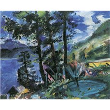 Картина на холсте по фото Модульные картины Печать портретов на холсте Лиственница на берегу озера  Вальхен
