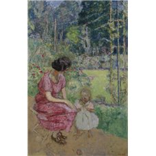Картина на холсте по фото Модульные картины Печать портретов на холсте Мадлен Дескорп и ее сын Бернард в саду