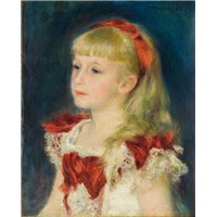 Портреты картины репродукции на заказ - Мадемуазель Гримпрэль в красной ленте