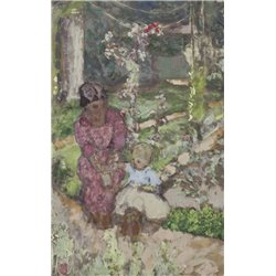 Мадлен Дескорп и ее сын Бернард в саду - Модульная картины, Репродукции, Декоративные панно, Декор стен