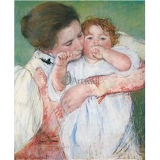 Картина на холсте по фото Модульные картины Печать портретов на холсте Маленькая Анна на руках у матери