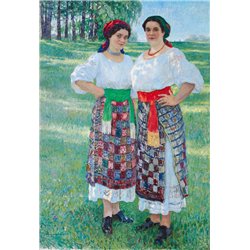 Женщины в латгальских платьях