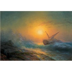 Закат на штормовом море