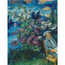 Картина на холсте по фото Модульные картины Печать портретов на холсте Маруся под цветущим деревом