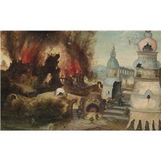 Картина на холсте по фото Модульные картины Печать портретов на холсте Мастерская Харри мет де Блеса «Пейзаж с горящим Содомом»