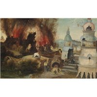 Портреты картины репродукции на заказ - Мастерская Харри мет де Блеса «Пейзаж с горящим Содомом»
