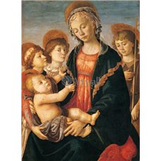 Картина на холсте по фото Модульные картины Печать портретов на холсте Мадонна с младенцем, двумя ангелами и юным Иоанном Крестителем