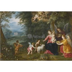 Мадонна с младенцем и юным  Иоанном Крестителем, окруженные животными - Модульная картины, Репродукции, Декоративные панно, Декор стен