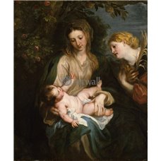 Картина на холсте по фото Модульные картины Печать портретов на холсте Мадонна с младенцем и св. Катарина