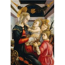 Картина на холсте по фото Модульные картины Печать портретов на холсте Мадонна с младенцем и два ангела