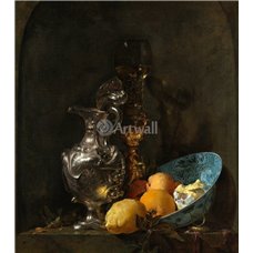 Картина на холсте по фото Модульные картины Печать портретов на холсте Натюрморт с лимоном, серебрянным кувшином и подсвечником