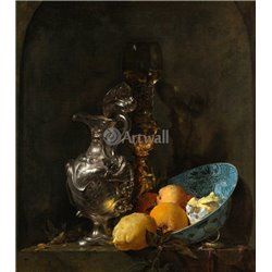 Натюрморт с лимоном, серебрянным кувшином и подсвечником - Модульная картины, Репродукции, Декоративные панно, Декор стен