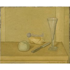 Картина на холсте по фото Модульные картины Печать портретов на холсте Натюрморт с яблоком, ножом, хлебом и бокалом