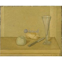 Натюрморт с яблоком, ножом, хлебом и бокалом - Модульная картины, Репродукции, Декоративные панно, Декор стен