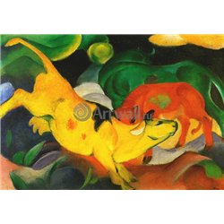 Красная, желтая и зеленая коровы