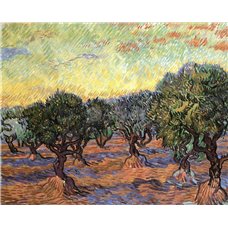 Картина на холсте по фото Модульные картины Печать портретов на холсте Оливковые деревья, оранжевое небо
