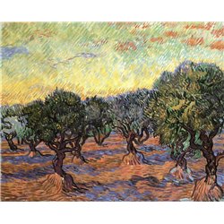 Оливковые деревья, оранжевое небо - Модульная картины, Репродукции, Декоративные панно, Декор стен